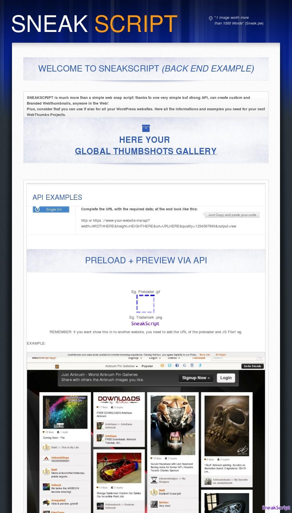 SneakScript YOUR OWN Web Thumbnail platform